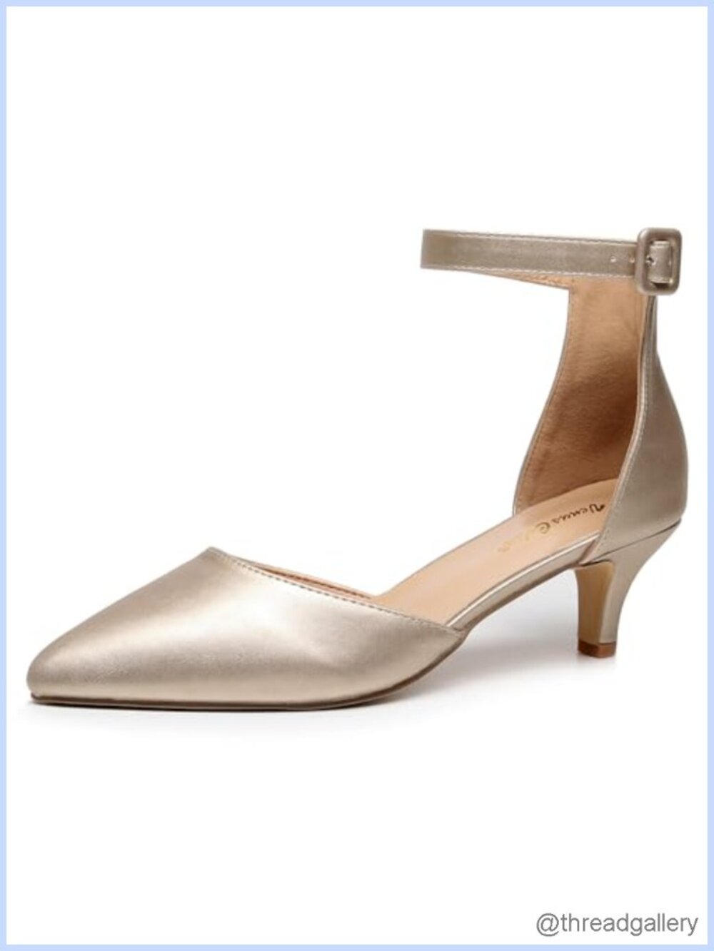 Kitten Heel D'Orsay Pointed Toe Pump Strap Ankle Buckle